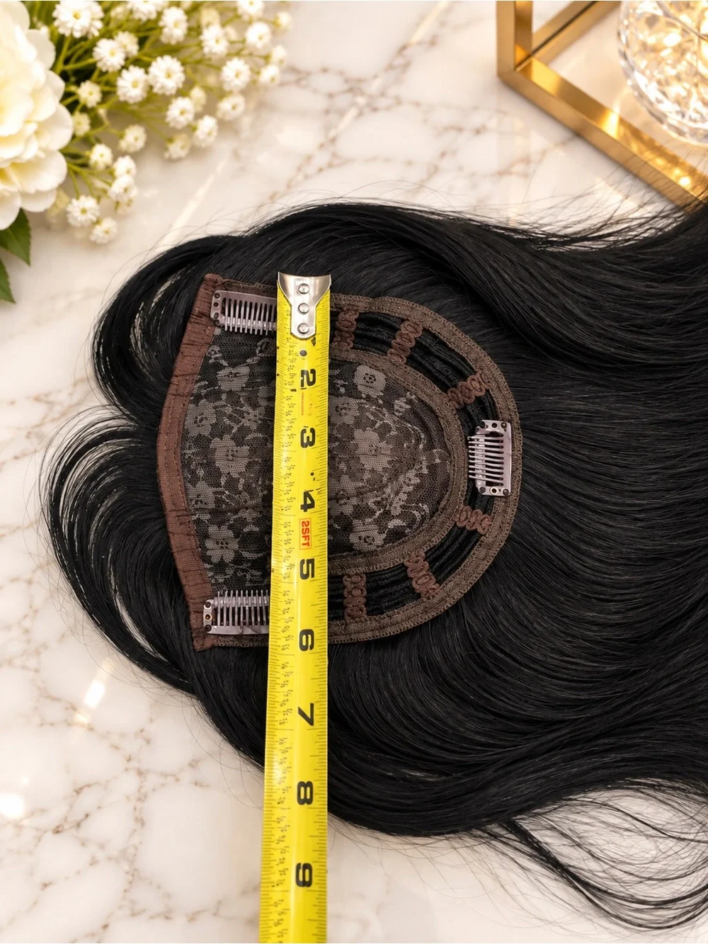 Clip ins Synthetic Hair Topper Black